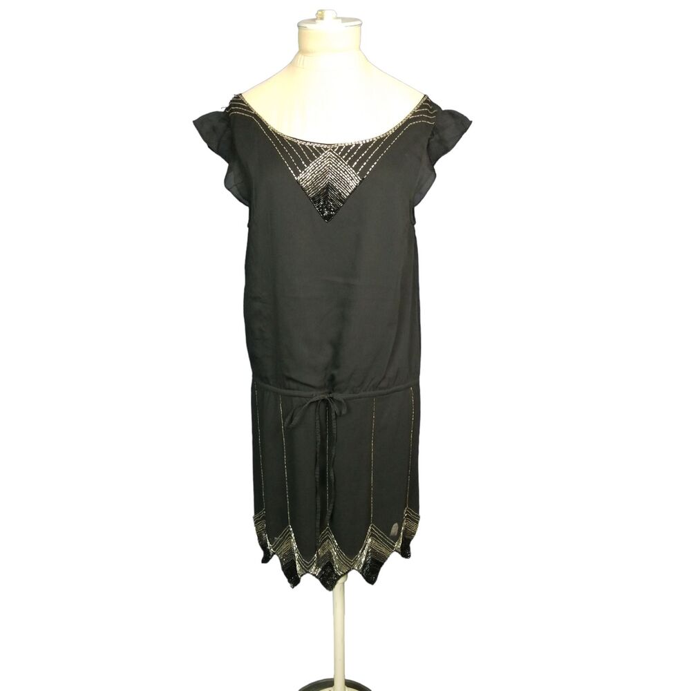 H&M black beaded party holiday cocktail dress Size 8